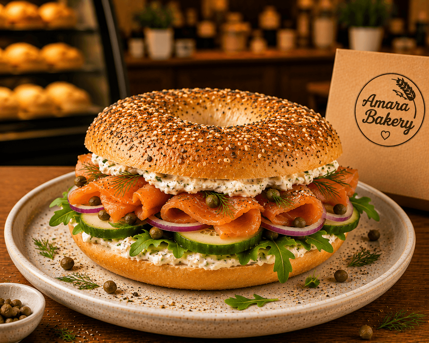 Salmon Cream Cheese Bagel — image 1